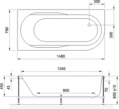 BellSan Акриловая ванна Амира 150x70 R с гидромассажем – фотография-4